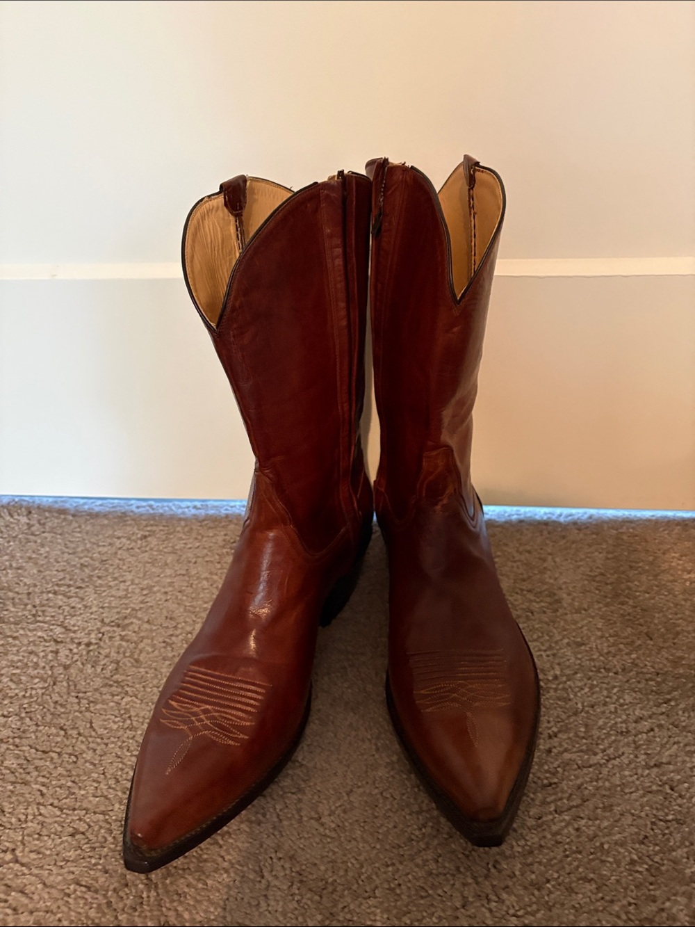Tres Outlaws handmade brown italian calf Leather Cowboy Boots NIB 9 1/2D